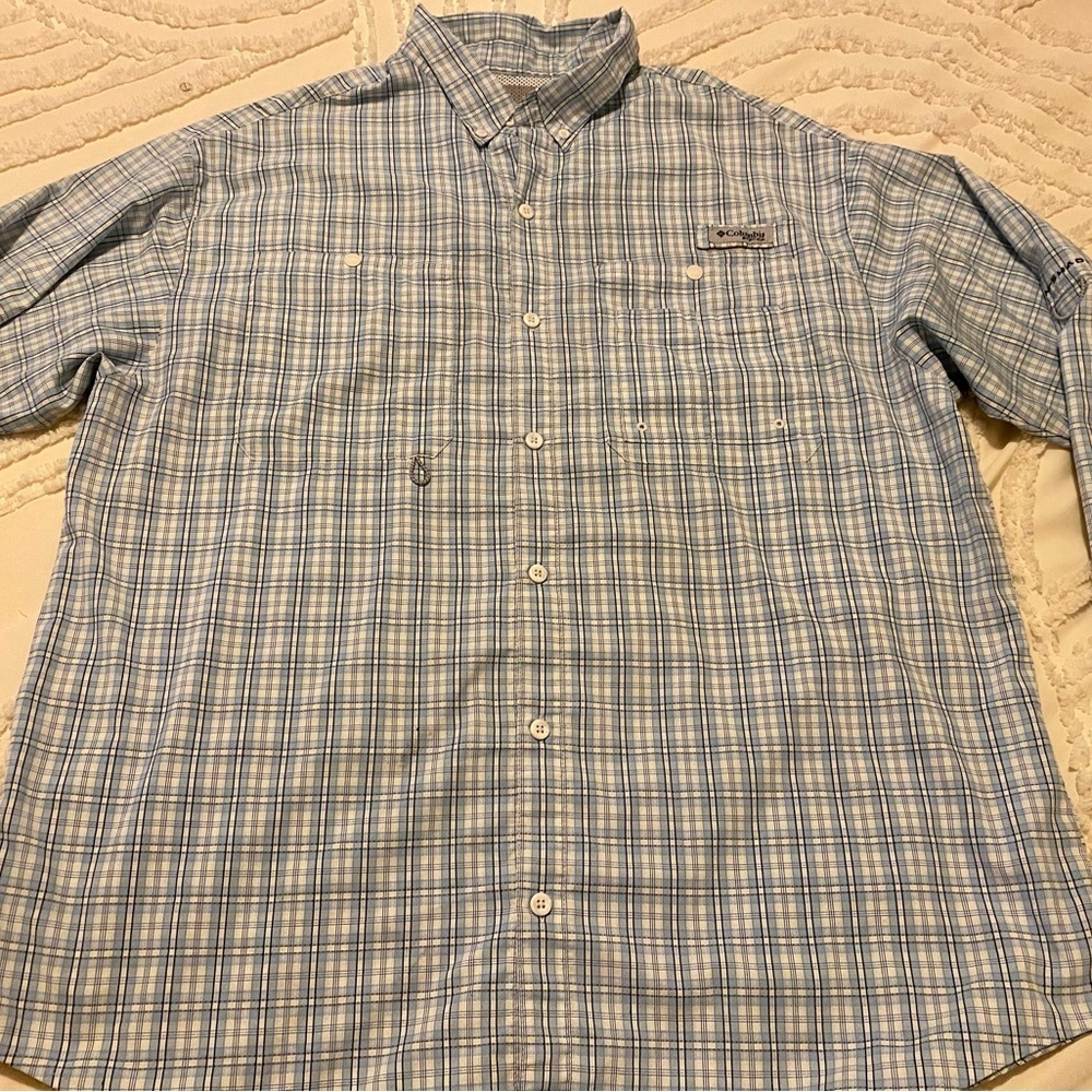 Columbia Men's Blue Plaid Shirt xl